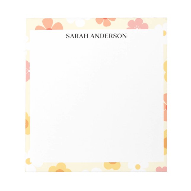 BLOCO DE NOTAS SIMPLES MODERNOS NOME PERSONALIZADO FLOR ABSTRATA (Frente)