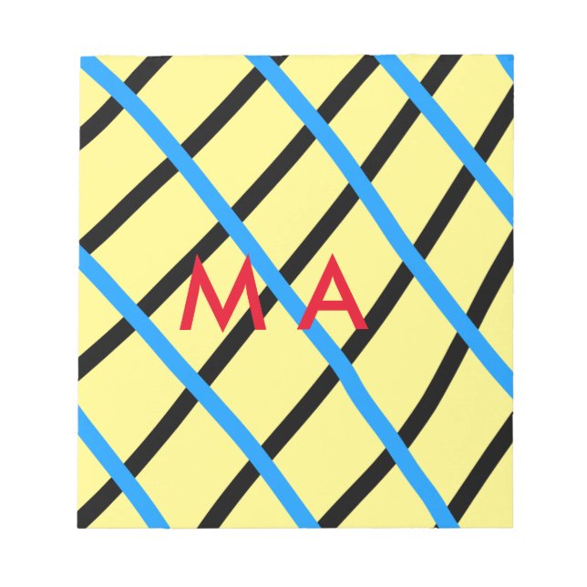 Bloco De Notas Simples monograma adicione seu nome com letra míni (Frente)