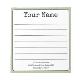 Bloco De Notas Simples Nome Personalizado Retro Verde Salvia Linh