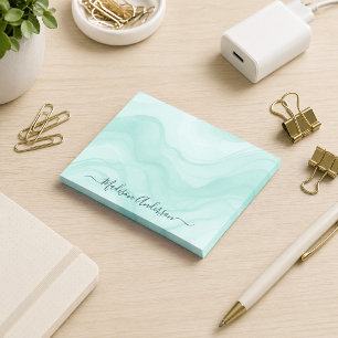 Bloco De Notas Simples Personalizado Aquarela em Tons de Azul Min