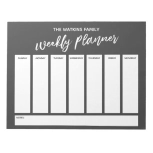 Bloco De Notas Simples Planeador Semanal Casual, Cinza