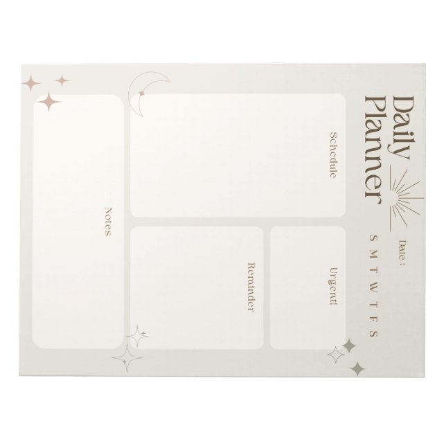 Bloco De Notas Simples Planejador Diário com Notas e Lembretes (Frente)