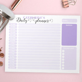 Bloco De Notas Simples Planejador Diário Lilac De 6H A 10H