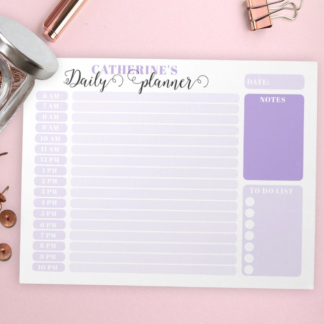 Bloco De Notas Simples Planejador Diário Lilac De 6H A 10H (Criador carregado)