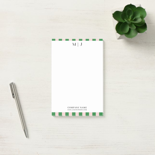 Bloco De Notas Simples Tendência Minimalista Stripes Monograma (Escritótio)