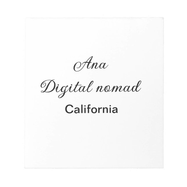 Bloco De Notas Simples texto mínimo adicione seu nome lugar Calif (Frente)