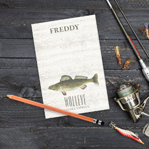 Bloco De Notas Simples Verde Aquarela Peixe Walleye