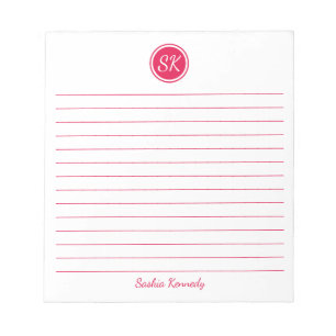 Bloco De Notas Simplesmente Elegante Monograma de Nome com Revest