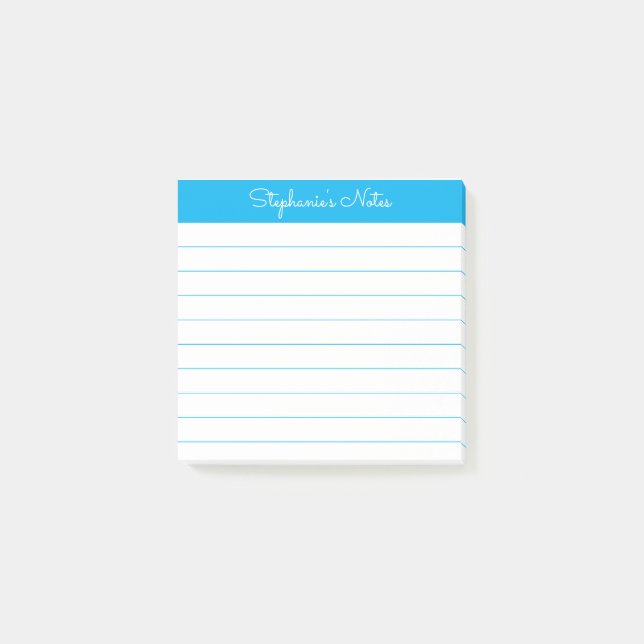 Bloco De Notas Simply Modern Sky Blue Personalized Lined (Frente)