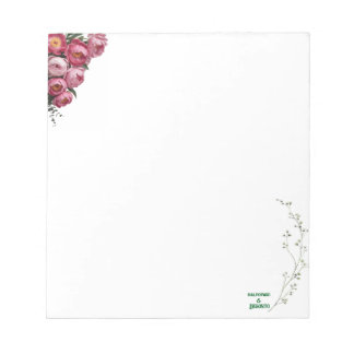 Bloco De Notas Sinal de Boas-Vindas de Casamento Floral Rosa Eleg