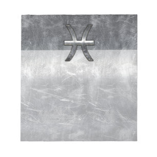 Bloco De Notas Sinal do Zodíaco Peixes em impressão estilo aço gr