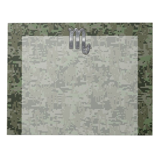 Bloco De Notas Sinal Scorpio Zodiac Camo Digital Woodland (Frente)