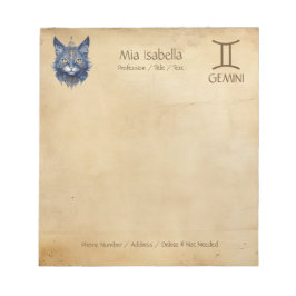 Bloco De Notas Sinal Zodiac Gemini & Celestial Cat - Notepad