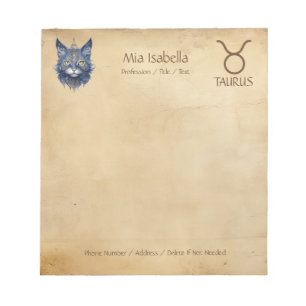 Bloco De Notas Sinal Zodiac Taurus & Celestial Cat - Notepad