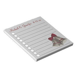 Bloco De Notas Sinos De Casamento De Prata Personalizados Para Fa