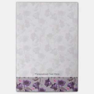 Bloco De Notas sinos de mão violeta e padrão de borboletas rosa