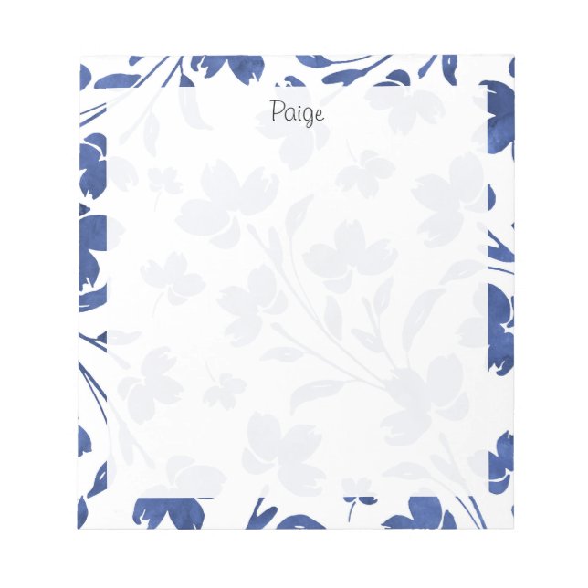 Bloco De Notas Sistemas de Flores Indigo Watercolor (Frente)