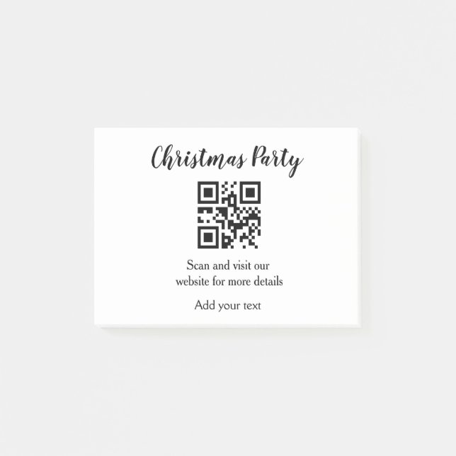 Bloco De Notas site de festa de natal simples código de barras QR (Frente)