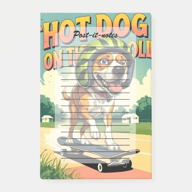 Bloco De Notas Skateboarding Dog Summer Funny Retro Beach  (Frente)