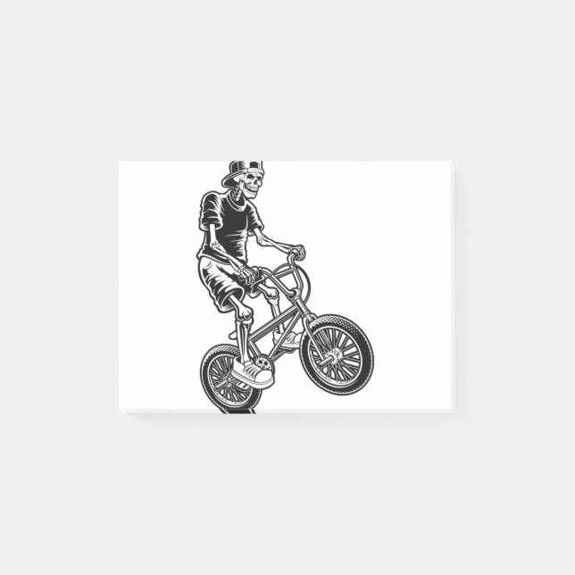 Bloco De Notas Skeleton Biking Skeleton toca bicicleta (Frente)