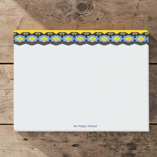 Bloco De Notas Sky Blue And Sunshine Yellow Floral