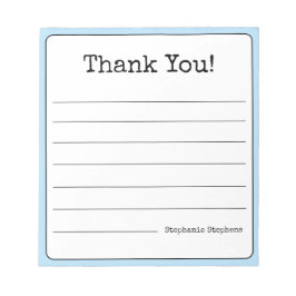 Bloco De Notas Sky Blue Retro Obrigado Seu Nome Está Vinculado