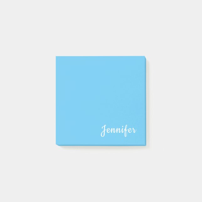 Bloco De Notas Sky Blue Trendy Modern Minimalist Chic Name (Frente)