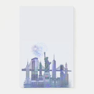 Bloco De Notas Skyline de Nova York - Azul-Cria