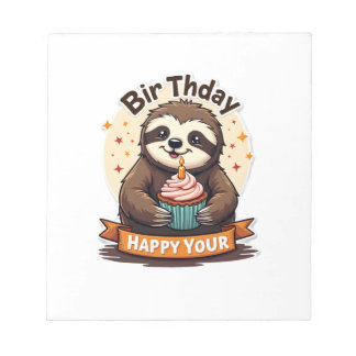 Bloco De Notas Sloth Birthday Shirt Vintage Cake Animal Graphic