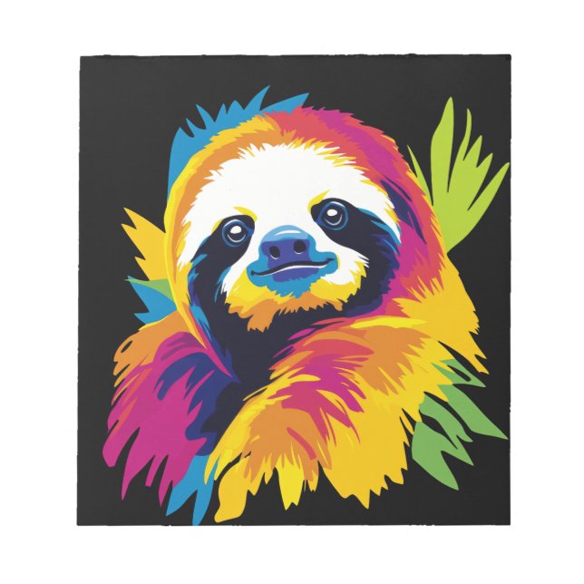 Bloco De Notas Sloth Portrait Illustration Watercolour Painting (Frente)