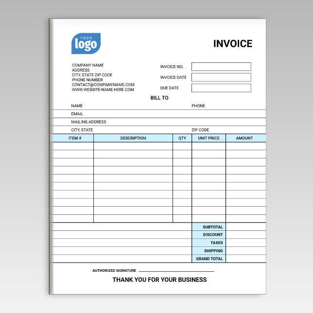 Bloco De Notas Small Business Logo Personalized Invoice Notepad (Criador carregado)