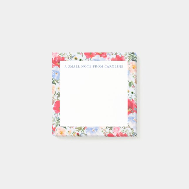 Bloco De Notas Small Sticky Note Floral Post-It Notes (Frente)