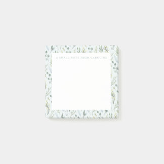 Bloco De Notas Small Sticky Notepad Green Blue Watercolor Floral