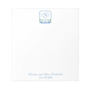 Bloco De Notas Smart 3 Letra Monograma Hydrangea Ginger Jar Crest