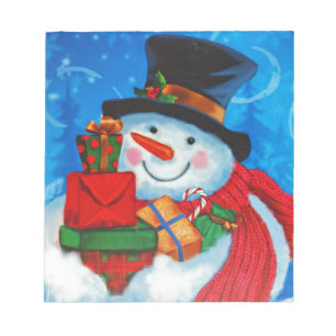 Bloco De Notas Snowman a carregar presentes