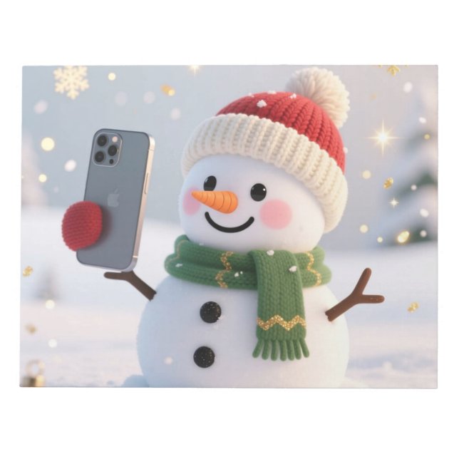 Bloco De Notas Snowman Selfie Christmas Notepad (Frente)