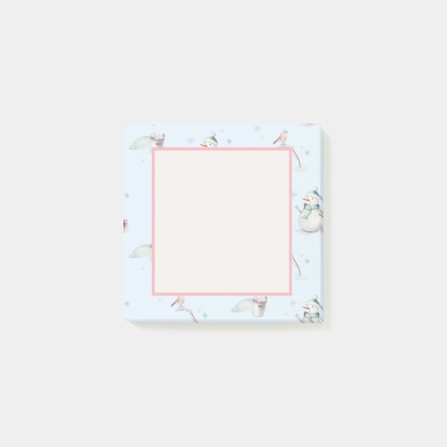 Bloco De Notas Snowman Snowball Design Frame Texto (Frente)