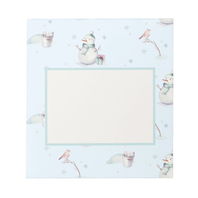 Bloco De Notas Snowman Snowball Frame Text Box Design (Frente)