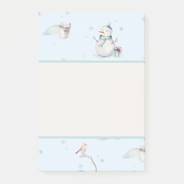 Bloco De Notas Snowman Snowball Frame Text Box Design (Frente)