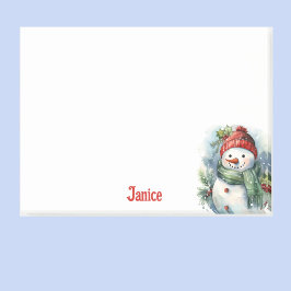 Bloco De Notas Snowman Watercolor Adicionar Nome Dom de Natal Bon