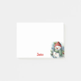 Bloco De Notas Snowman Watercolor Adicionar Nome Dom de Natal Bon
