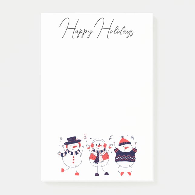 Bloco De Notas Snowmen festivo (Frente)