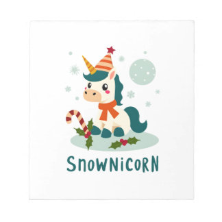 Bloco De Notas Snownicorn Unicórnio Bonito Homem de Neve Natal Me