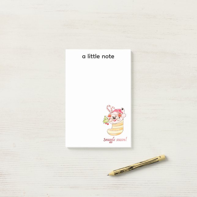 Bloco De Notas Snuggle Season Puppy in Stocking (Na mesa)