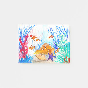 Bloco De Notas Sob o mar peixes aquarela oceano costeiro mar