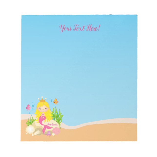 Bloco De Notas Sob o nome personalizado de Sereia Loura-de-Foca-b (Frente)