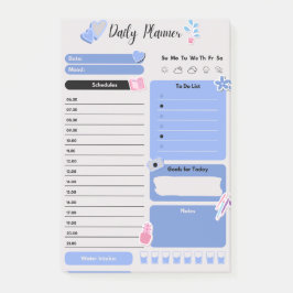 Bloco De Notas Soft Blue Daily Planner with Mood & Water Track