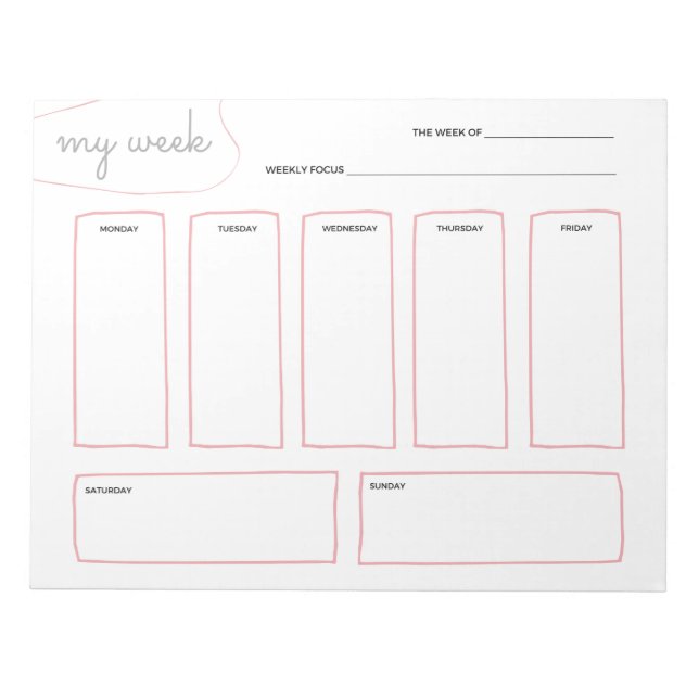 Bloco De Notas Soft blush elegant simple weekly planner (Frente)