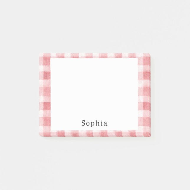 Bloco De Notas Soft Girly Pink White Plaid Stripes   (Frente)