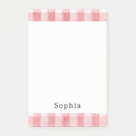 Bloco De Notas Soft Girly Pink White Plaid Stripes
